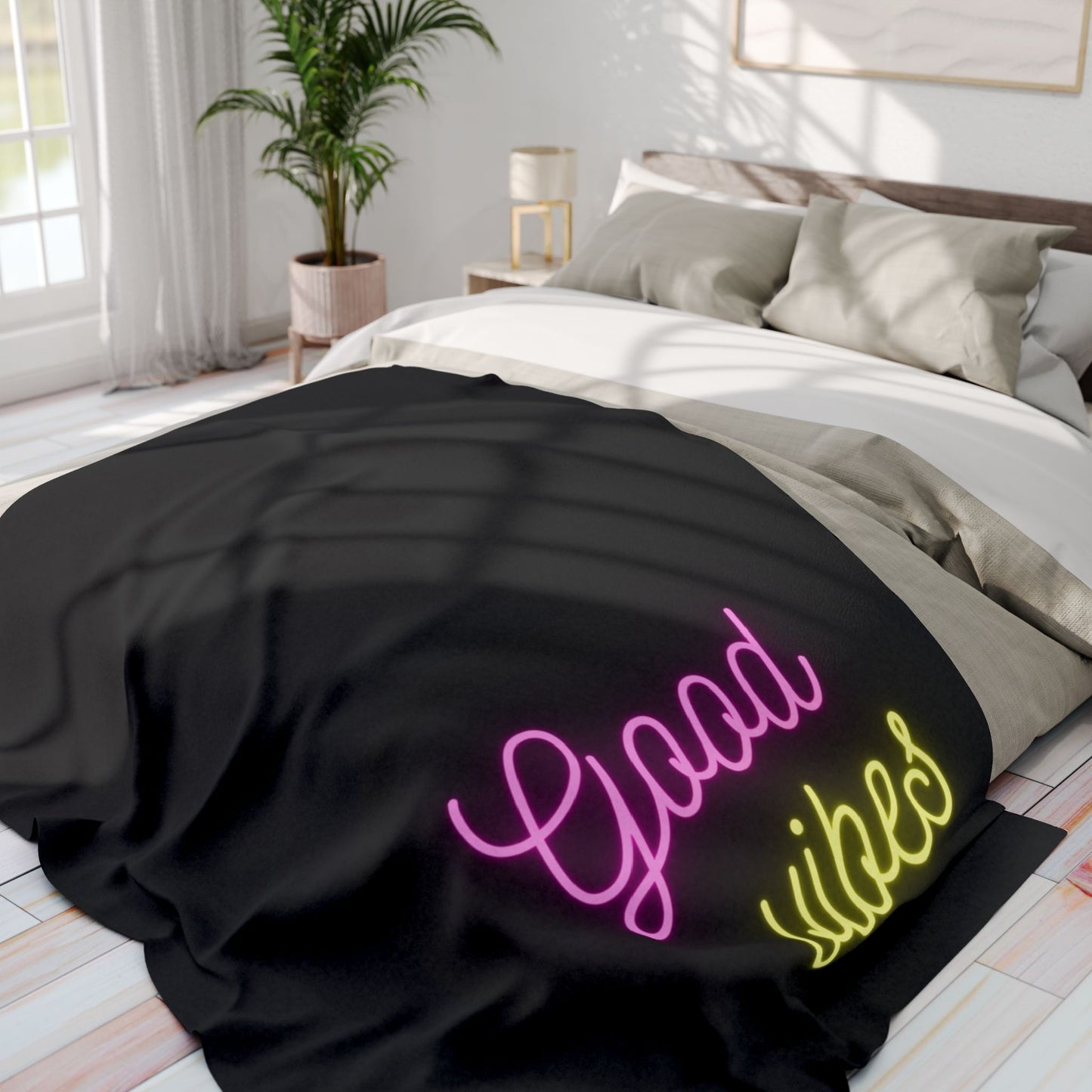 good vibes blanket - black