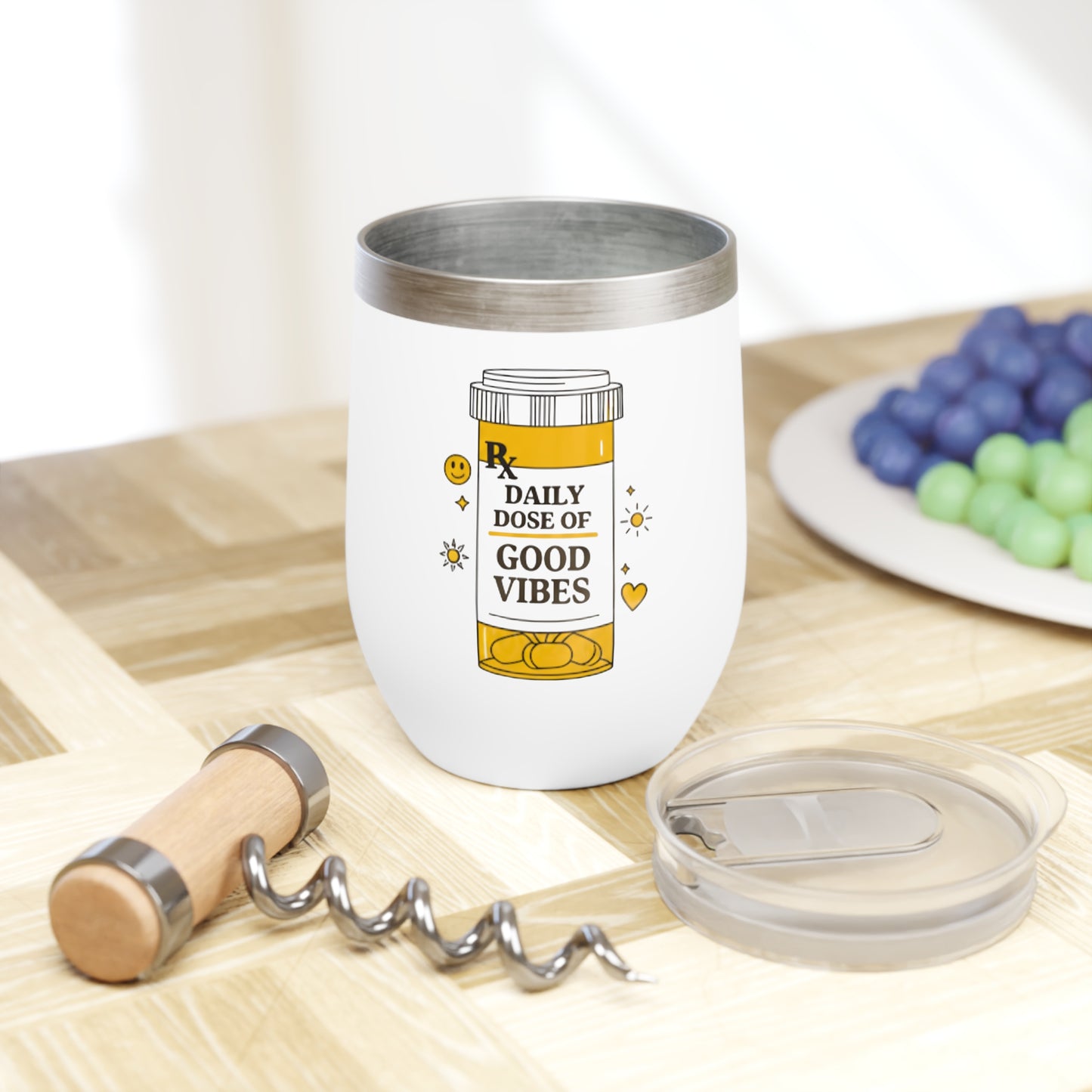 daily dose of good vibes wine tumbler