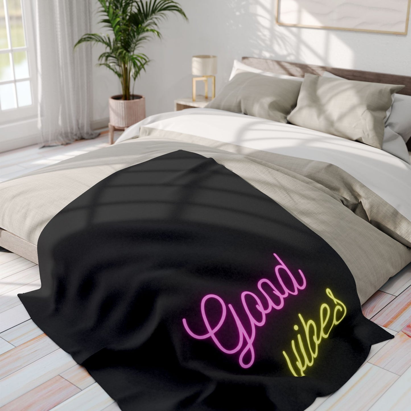good vibes blanket - black