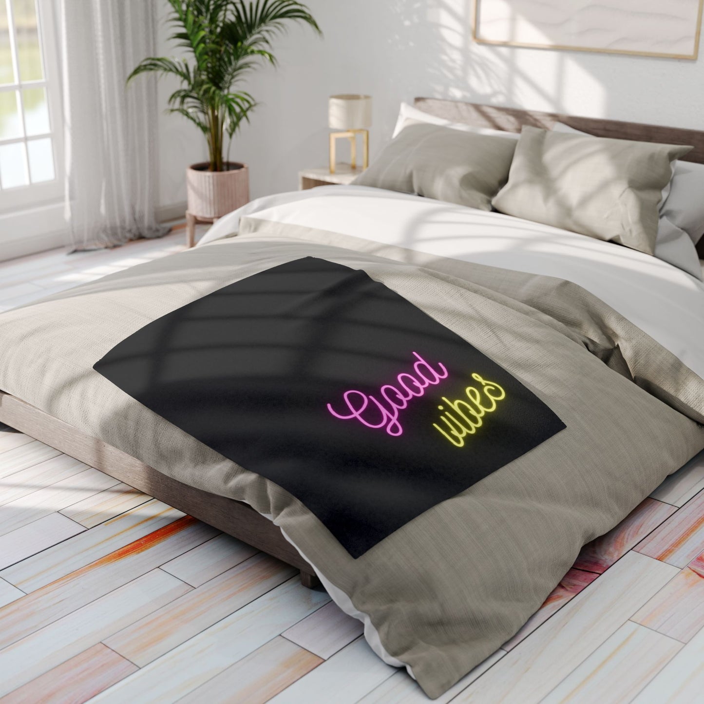 good vibes blanket - black